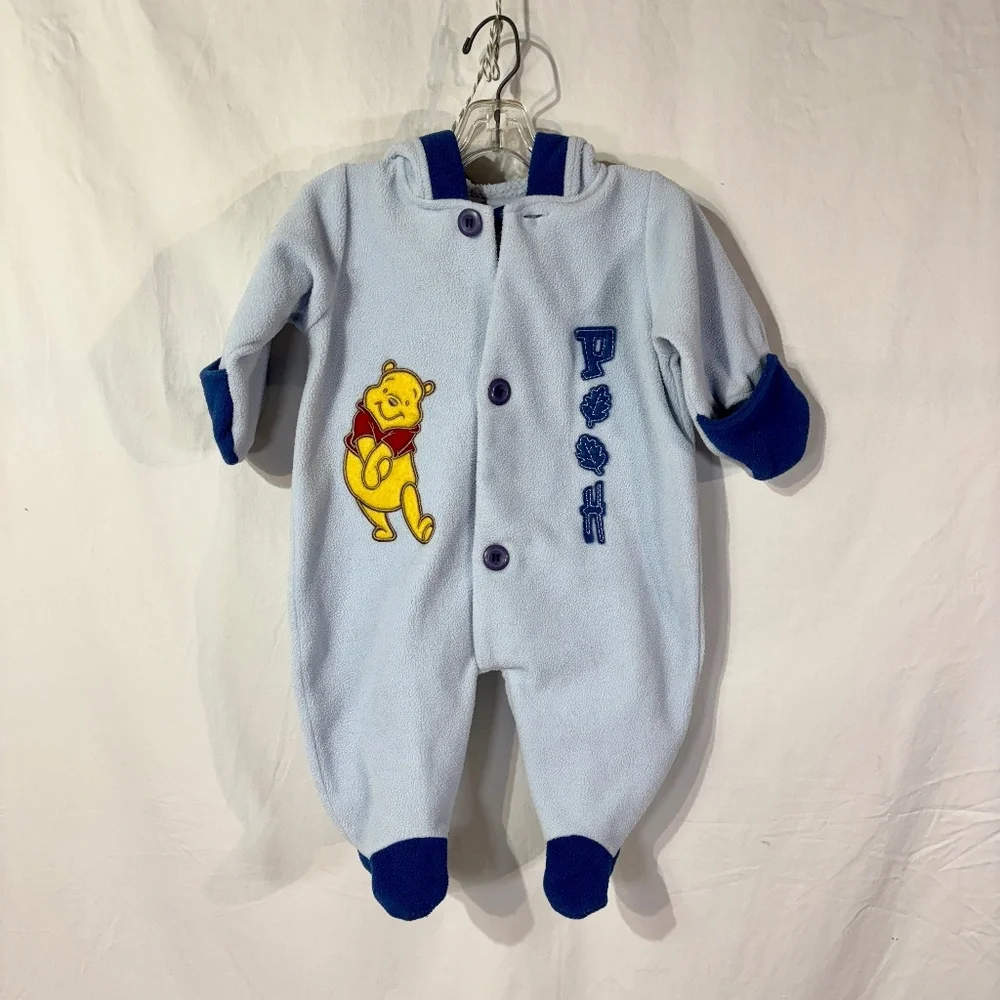 Vintage Disney Winnie the Pooh Fleece One Piece with Hood and‎ Hand Covers